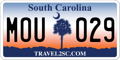 SC license plate MOU029