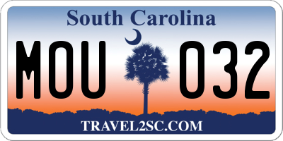 SC license plate MOU032