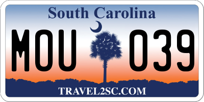 SC license plate MOU039