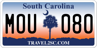 SC license plate MOU080