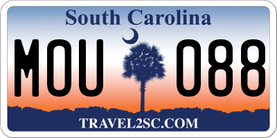 SC license plate MOU088