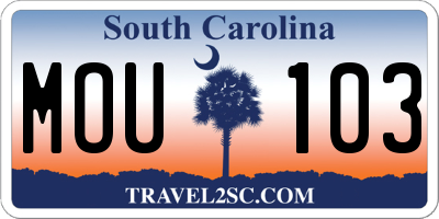 SC license plate MOU103