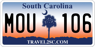 SC license plate MOU106
