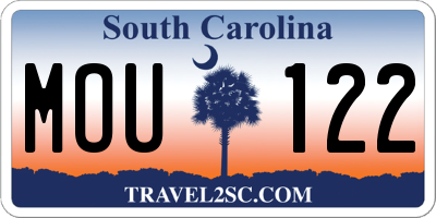 SC license plate MOU122