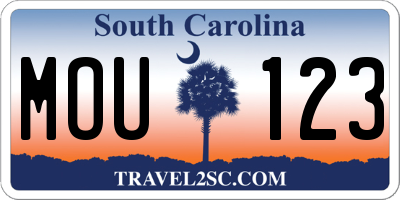 SC license plate MOU123