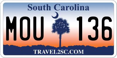 SC license plate MOU136
