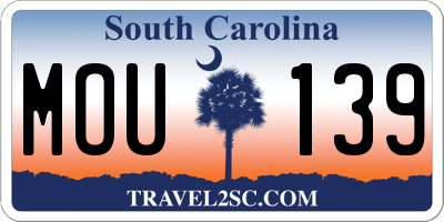 SC license plate MOU139