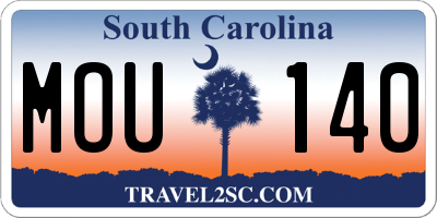 SC license plate MOU140