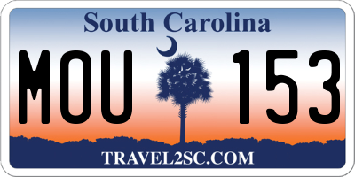 SC license plate MOU153