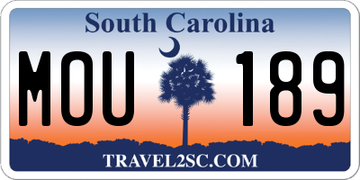 SC license plate MOU189