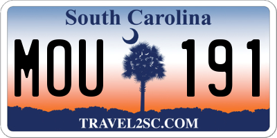 SC license plate MOU191