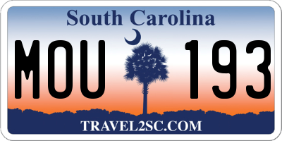 SC license plate MOU193