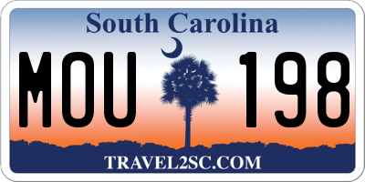 SC license plate MOU198