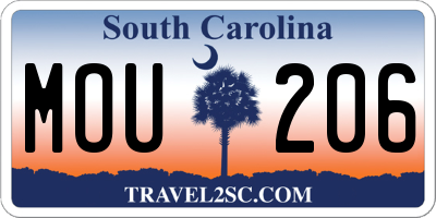 SC license plate MOU206