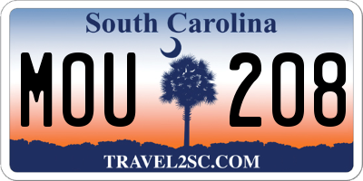 SC license plate MOU208