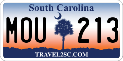 SC license plate MOU213
