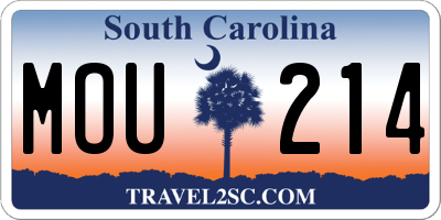SC license plate MOU214