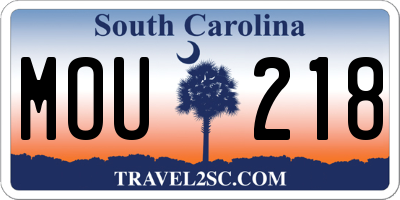 SC license plate MOU218