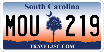 SC license plate MOU219