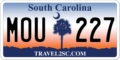 SC license plate MOU227