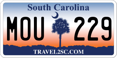SC license plate MOU229