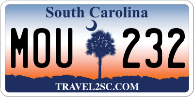 SC license plate MOU232
