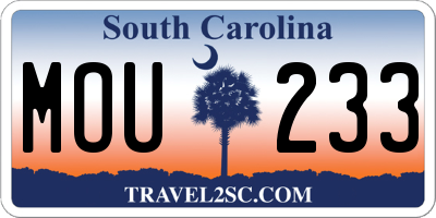 SC license plate MOU233