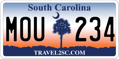 SC license plate MOU234