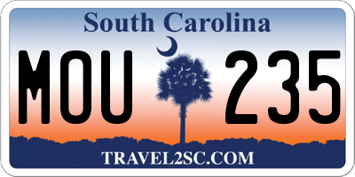 SC license plate MOU235