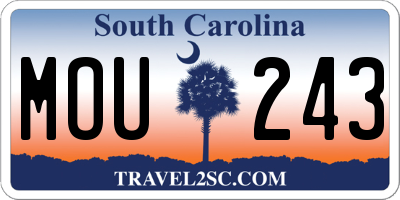 SC license plate MOU243