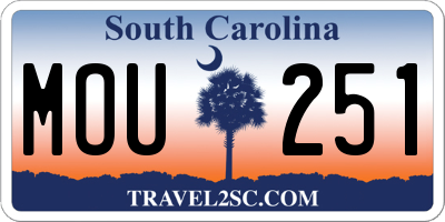SC license plate MOU251