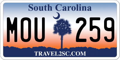 SC license plate MOU259