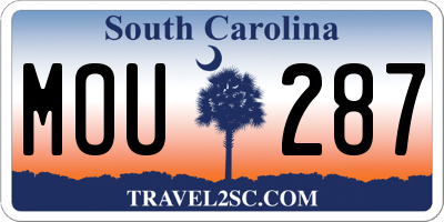 SC license plate MOU287