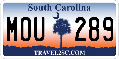 SC license plate MOU289