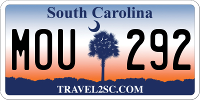 SC license plate MOU292