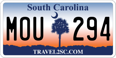 SC license plate MOU294