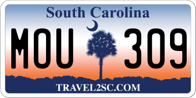 SC license plate MOU309