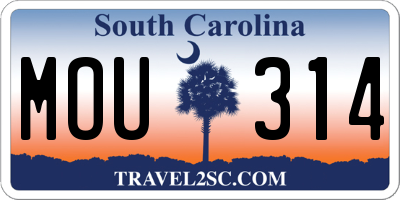 SC license plate MOU314