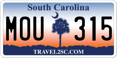 SC license plate MOU315