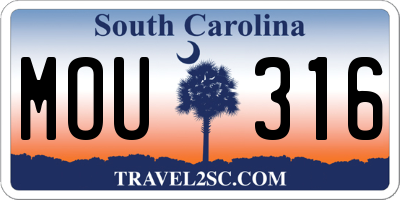 SC license plate MOU316
