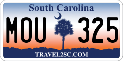 SC license plate MOU325