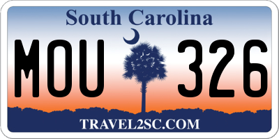 SC license plate MOU326