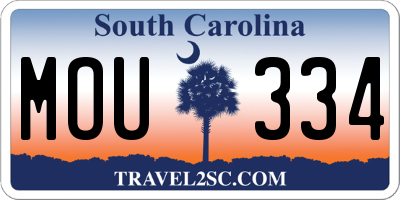 SC license plate MOU334