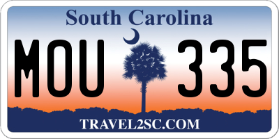 SC license plate MOU335