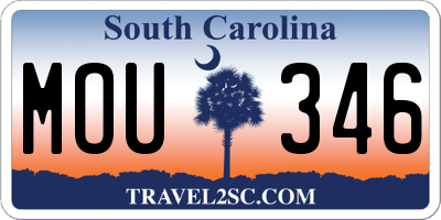 SC license plate MOU346