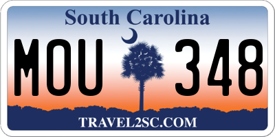 SC license plate MOU348