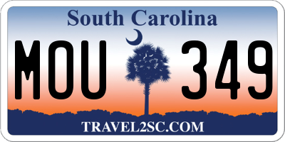 SC license plate MOU349