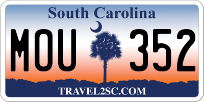SC license plate MOU352