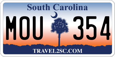 SC license plate MOU354