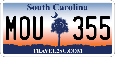 SC license plate MOU355